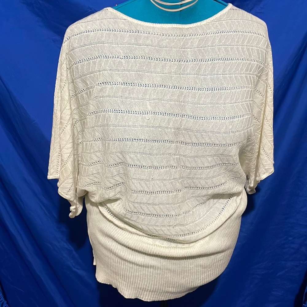 Ashley Stewart draped cream top